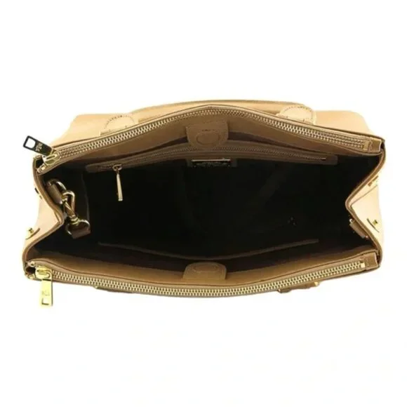 Lauren Ralph Lauren Newbury Genuine Leather Satchel Tote Crossbody - Picture 5 of 8